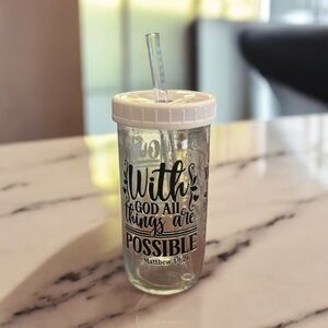 Inspirational Clear Tumbler with Straw